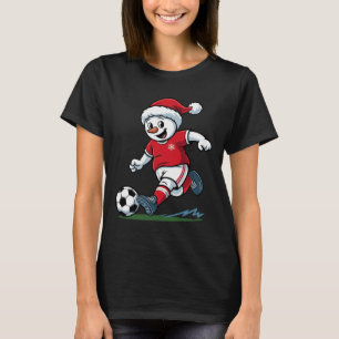 Weihnachts-Schneemann spielt Fußball lustiger Spie T-Shirt