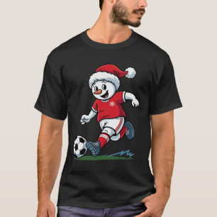 Weihnachts-Schneemann spielt Fußball lustiger Spie T-Shirt
