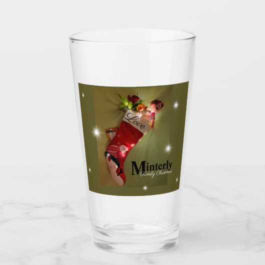 Weihnachts-Schneemann-Strumpf Glas (Vorderseite)