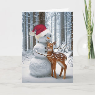 Weihnachts-Schneemann umarmt einen Vater Feiertagskarte