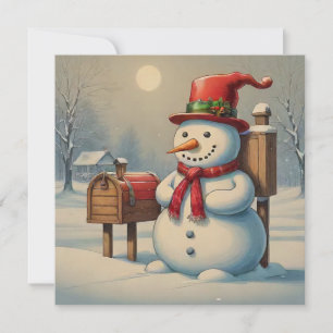 Weihnachts-Schneemann und Briefkasten Illustration Feiertagskarte