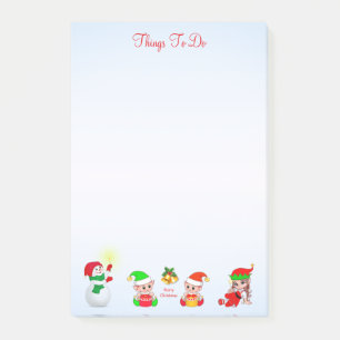 Weihnachts-Schneemann und Elfen Dinge zu tun Post- Post-it Klebezettel