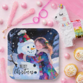 Weihnachts-Schneemann und Mädchen-Papierteller Pappteller (Party)
