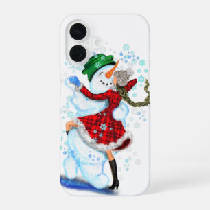 Weihnachts-Schneemann und Mädchen-Tänzer iPhone-Hü iPhone 16 Hülle