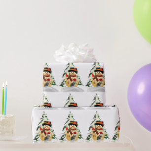 Weihnachts-Schneemann und Tiere Geschenkpapier
