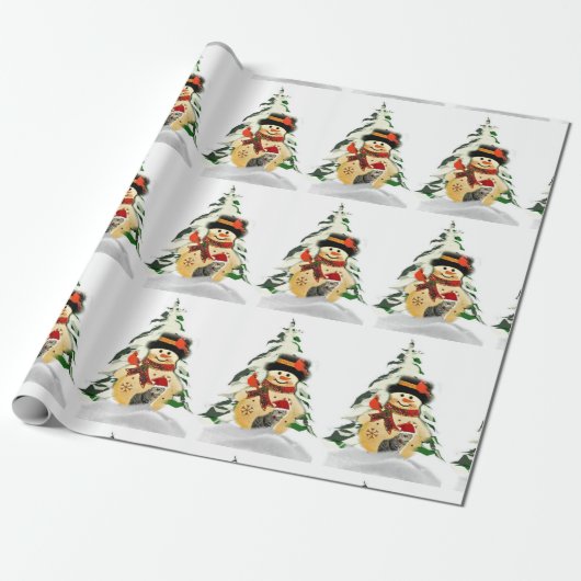 Weihnachts-Schneemann und Tierwrapping Paper Geschenkpapier (Ungerollt)
