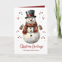 Weihnachts-Schneemann-Urlaubskarte mit Namen