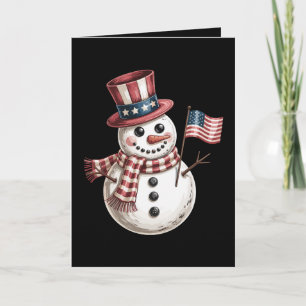 Weihnachts-Schneemann USA-Flagge Patriotisch Xmas- Karte