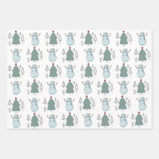 Weihnachts-Schneemann-Verpackung Geschenkpapier Set