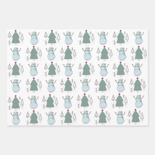 Weihnachts-Schneemann-Verpackung Geschenkpapier Set (Vorderseite)