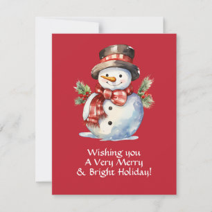 Weihnachts-Schneemann-Wasserfarben-Personalisation Feiertagskarte
