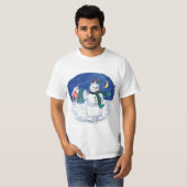 Weihnachts-Schneemann Waving T-Shirt (Vorne ganz)