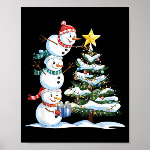 Weihnachts Schneemann Weihnachtsbaum Lustiger Schn Poster