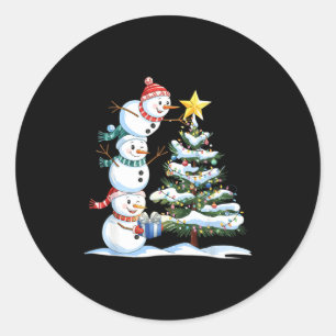 Weihnachts Schneemann Weihnachtsbaum Lustiger Schn Runder Aufkleber