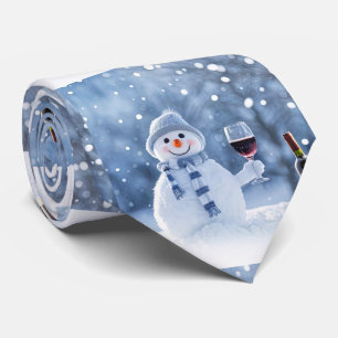 Weihnachts Schneemann Wein Feiertage Niedlich Krawatte