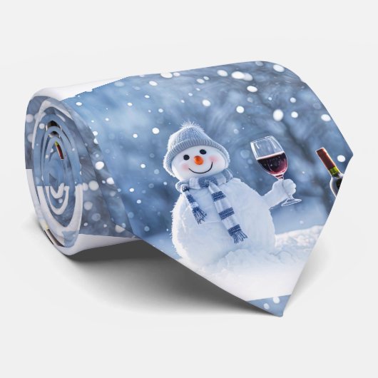 Weihnachts Schneemann Wein Feiertage Niedlich Krawatte (Gerollt)