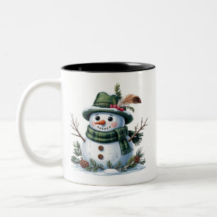 Weihnachts-Schneemann Winterzeit Feiertag Zweifarbige Tasse