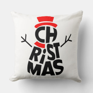 Weihnachts-Schneemann-Wortkunst Kissen