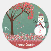 Weihnachts-Schneemann zeigt Grün, aber Sie wählen Runder Aufkleber (Vorderseite)