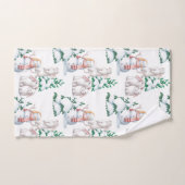 Weihnachts-Schneemännchen-Hasen-Bäume-Illustration Badhandtuch Set (Handtuch)