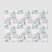 Weihnachts-Schneemännchen-Hasen-Bäume-Illustration Seidenpapier (Vorderseite)