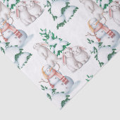 Weihnachts-Schneemännchen-Hasen-Bäume-Illustration Seidenpapier (Ausschnitt)