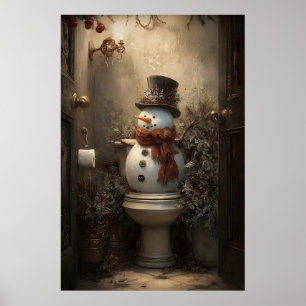 Weihnachts-Schneemänner auf Toiletten-Druck, Winte Poster
