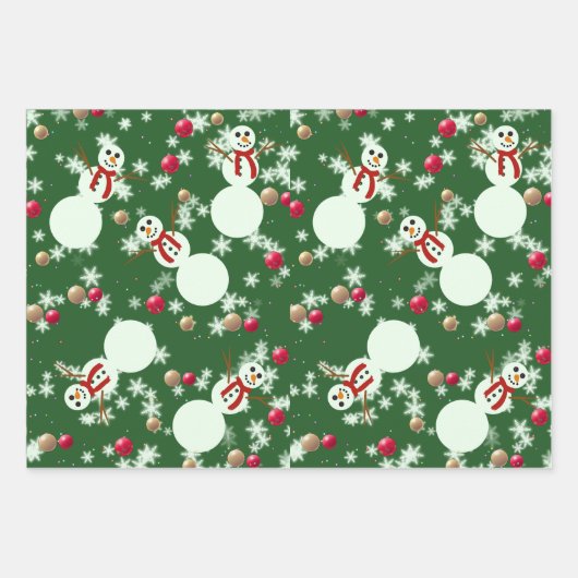 Weihnachts-Schneemänner Geschenkpapier Set (Vorderseite)