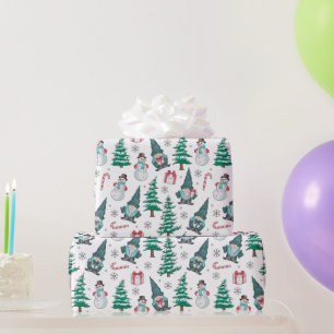 Weihnachts-Schneemänner Gnome Zuckerstangen Gesche Geschenkpapier