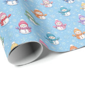 Weihnachts-Schneemänner in Schneeflocken Geschenkpapier (Rolleneckpunkt)