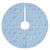 Weihnachts-Schneemänner in Schneeflocken Polyester Weihnachtsbaumdecke (Vorderseite)
