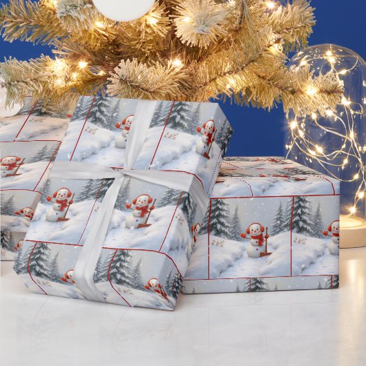 Weihnachts-Schneemänner mit roten Schaufeln Geschenkpapier (Feiertage)