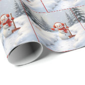 Weihnachts-Schneemänner mit roten Schaufeln Geschenkpapier (Rolleneckpunkt)