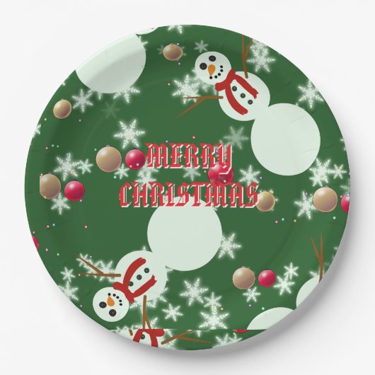 Weihnachts-Schneemänner  Pappteller (Vorderseite)