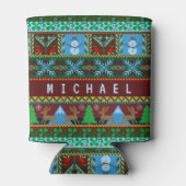 Weihnachts-Schneemännerfest | Name Dosenkühler (Rückseite)