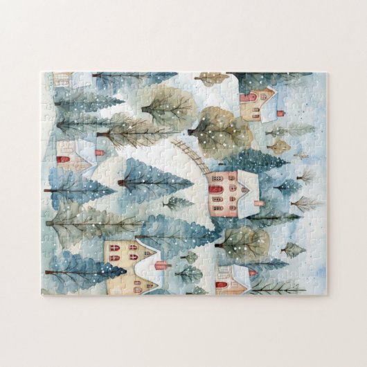 Weihnachts-Schneestadt Puzzle (Horizontal)