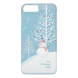 Weihnachts-Schneeszene mit Snowman Phone Case