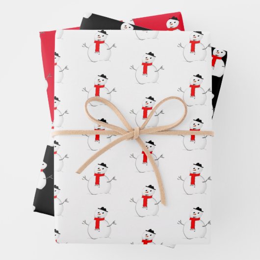 Weihnachts-Schneeurlaub Rot schwarz stilvoll Geschenkpapier Set (Beispiel)