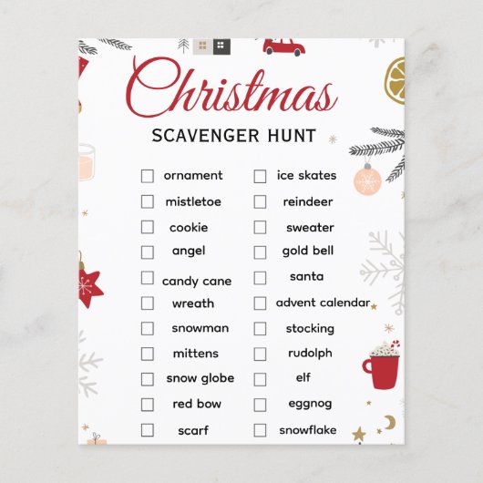 Weihnachts-Schnitzeljagd-Checkliste Kunst Flyer (Vorne)