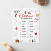 Weihnachts-Schnitzeljagd-Checkliste Kunst Mitteilungskarte (Vorderseite/Rückseite Beispiel)