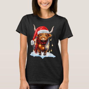 Weihnachts-Schottisches Hochlandrind in Weihnachte T-Shirt