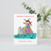 Weihnachts-Schrei-Ziegenbudget Feiertagspostkarte (Stehend Vorderseite)