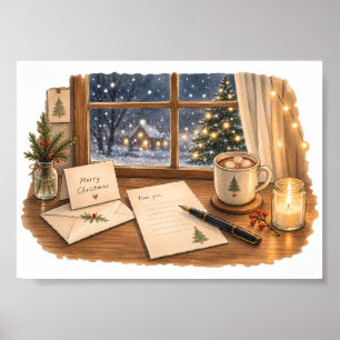Weihnachts-Schreibtisch für gemütliche Schreibware Poster