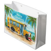 Weihnachts-Schulbus mit Santa Große Geschenktüte (Vorderseite Schrägansicht)