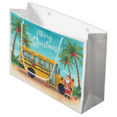 Weihnachts-Schulbus mit Santa Große Geschenktüte (Vorderseite Schrägansicht)