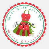 Weihnachts-Schürze Backgips Sticker (Vorderseite)