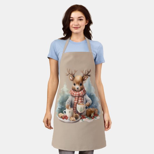 Weihnachts Schürze Hirsche Darstellung rustikal (Getragen)