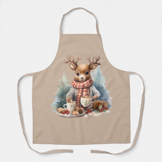 Weihnachts Schürze Hirsche Darstellung rustikal (Vorderseite)