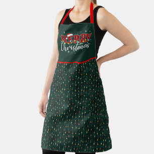 Weihnachts-Schürze mit kariertem MERRY und Holiday Schürze
