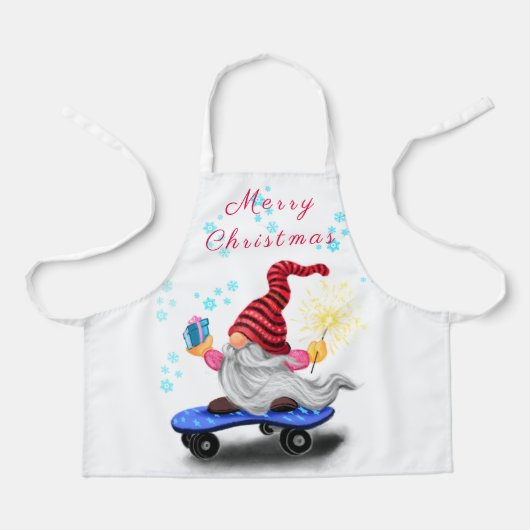 Weihnachts-Schürze Skater Gnome mit Geschenken Schürze (Vorderseite)